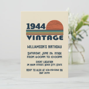 Invitation Fête de cocktail personnalisée pour 80 ans vintage
