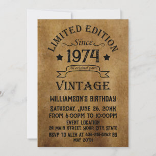 Invitation Fête de cocktail personnalisée vintage 50e anniver