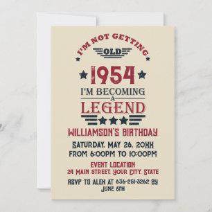Invitation Fête de cocktail personnalisée vintage 70e anniver
