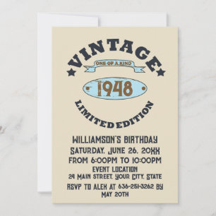 Invitation Fête de cocktail personnalisée vintage 75 ans