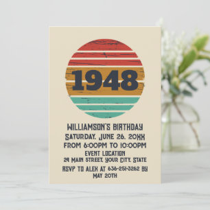 Invitation Fête de cocktail personnalisée vintage 75 ans