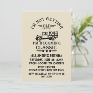 Invitation Fête de cocktail personnalisée vintage 80 ans