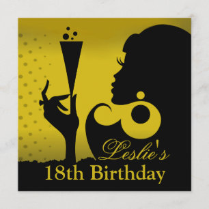 Invitation Fête de cocktail pour 18 ans jaune