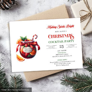 Invitation Fête de cocktails de fêtes Boissons de Noël Fête d
