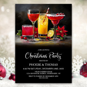 Invitation Fête de cocktails de Noël Poinsettia