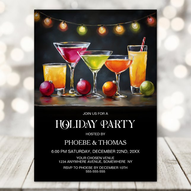 Invitation Fête de cocktails de vacances (Créateur téléchargé)