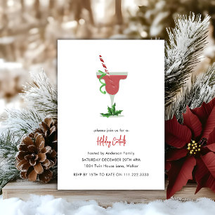 Invitation Fête de cocktails de vacances de Noël Rouge 