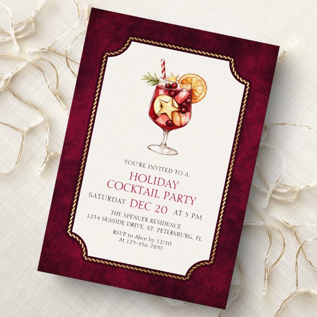 Invitation Fête de cocktails des Fêtes (Créateur téléchargé)