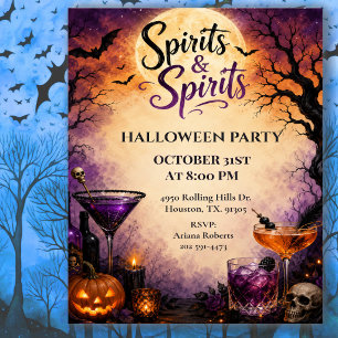 Invitation Fête de cocktails d'Halloween Esprits & Esprits