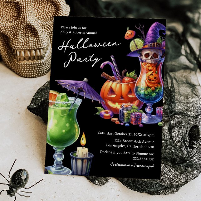 Invitation Fête de cocktails d'Halloween pour adultes (Créateur téléchargé)