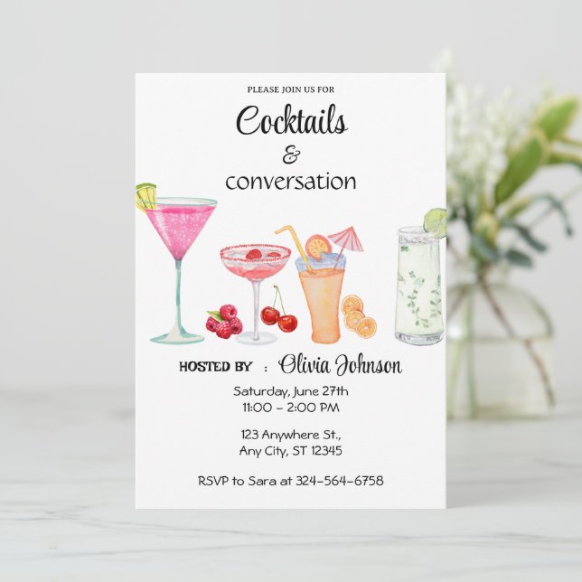 Invitation Fête de cocktails et de conversation (Debout devant)