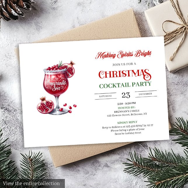 Invitation Fête de cocktails festifs imprimables de style de  (Office style printable festive cocktails party invitation

)