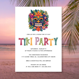 Invitation Fête de cocktails Tiki Luau Tropical moderne été
