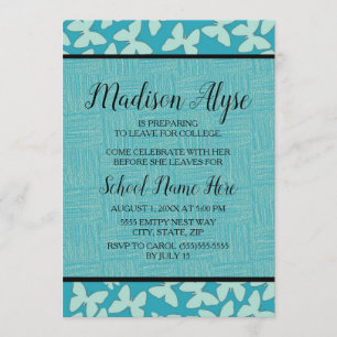 Invitation Fête de coffre papillons bleus mignons