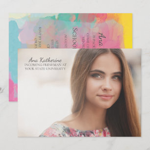 Invitation Fête de coffre photo aquarelle rose bleu jaune
