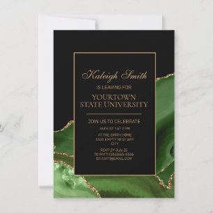 Invitation Fête de coffre universitaire élégant marbre vert o