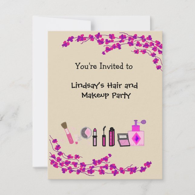 Invitation Fête de coiffure et de maquillage (Devant)
