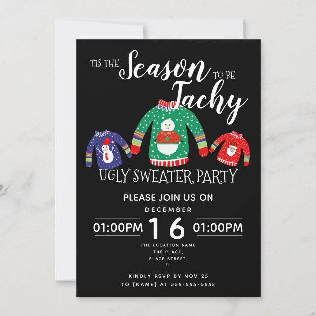Invitation Fête de collecte de fonds de Noël moche pull (Devant)