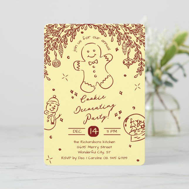 Invitation Fête de coloriage de biscuits de couleur modifiabl (Debout devant)