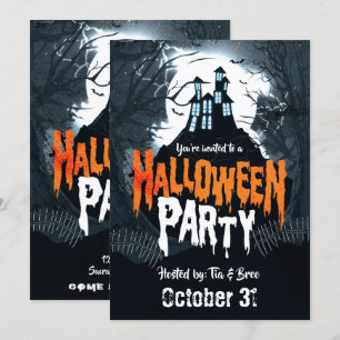 Invitation Fête de Costume d'Halloween de Maison Hantée sur l