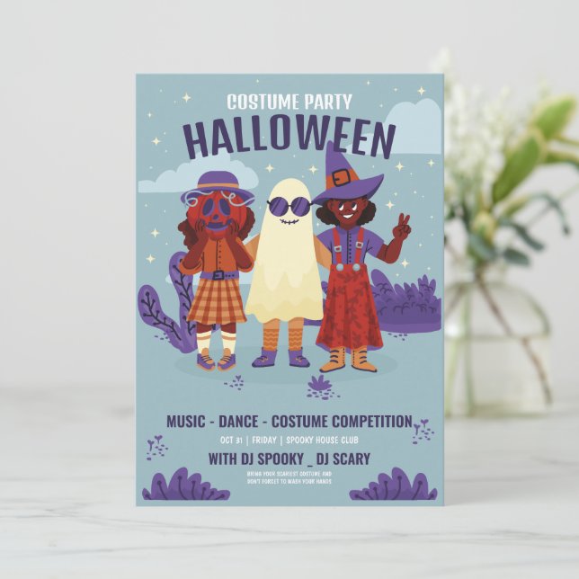 Invitation fête de costume d'Halloween, nuit d'Halloween (Debout devant)