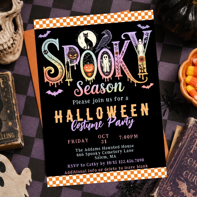 Invitation Fête de Costume d'Halloween Rétro Fantomatique Ora (Créateur téléchargé)