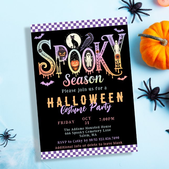 Invitation Fête de Costume d'Halloween Rétro Saison Effrayant (Créateur téléchargé)