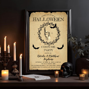 Invitation Fête de costume d'Halloween squelette éffrayant