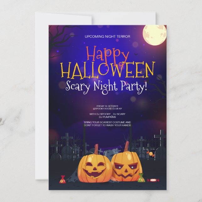 Invitation fête de costume d'Halloween, Terreur de la nuit d' (Devant)