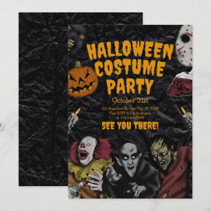 Invitation Fête de costume d'Halloween vintage, Halloween mod