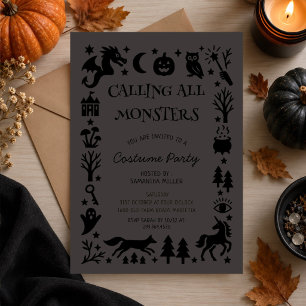 Invitation Fête de costumes d'Halloween : appel à tous les mo