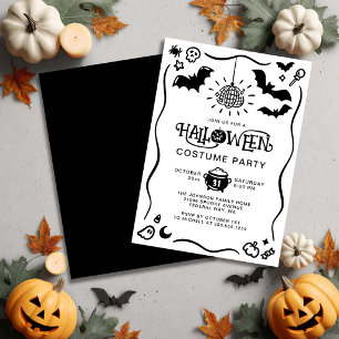 Invitation Fête de costumes d'Halloween dessinés à la main en