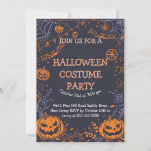 Invitation Fête de costumes d'Halloween effrayante avec citro