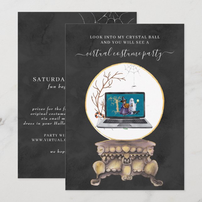 Invitation Fête de costumes d'Halloween virtuels (Devant / Derrière)