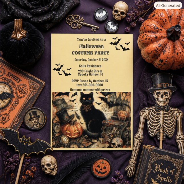 Invitation Fête de costumes Halloween gothiques vintage (Créateur téléchargé)