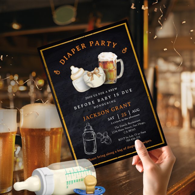 Invitation Fête de couche et de bière avant la naissance de b (Beer Diaper Party Before Baby Is Due Baby Shower Invitation)