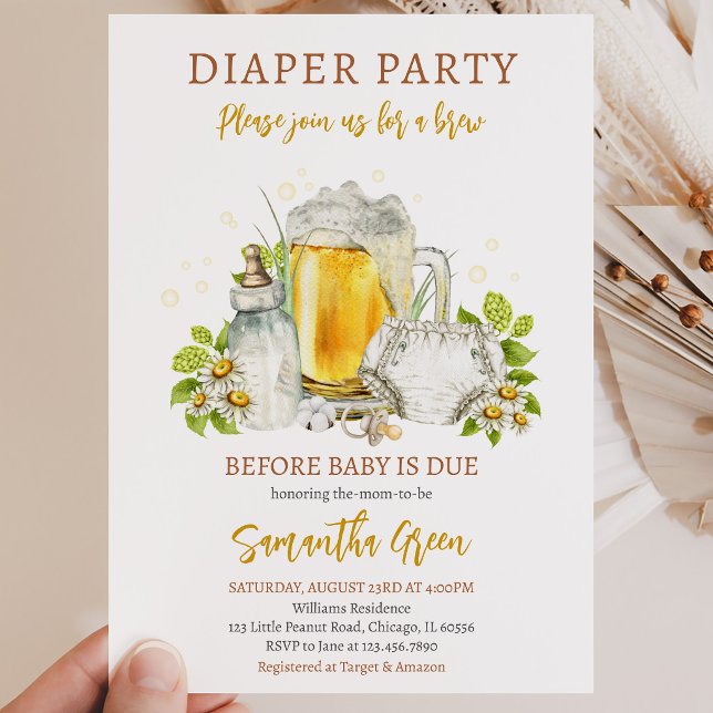 Invitation Fête de Couches Bière Avant la Naissance de Bébé F (Créateur téléchargé)