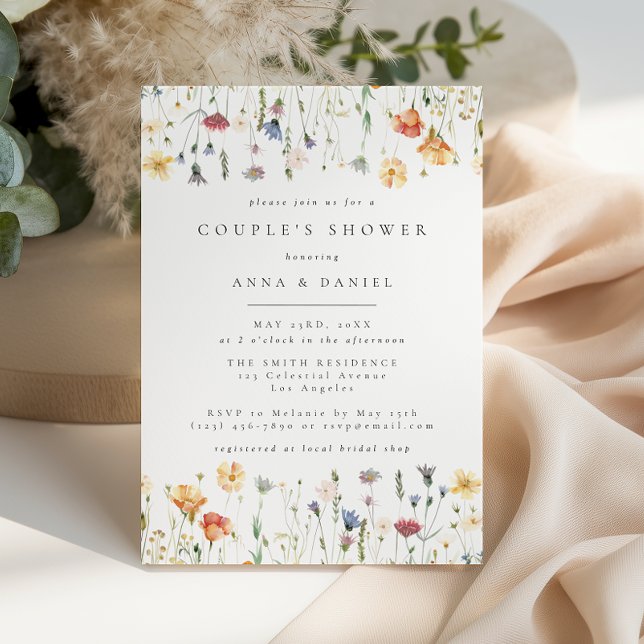 Invitation Fête de Couple Bohème aux Fleurs Pastel (Créateur téléchargé)