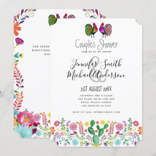 Invitation Fête de couples Fiesta Art populaire Fleurs
