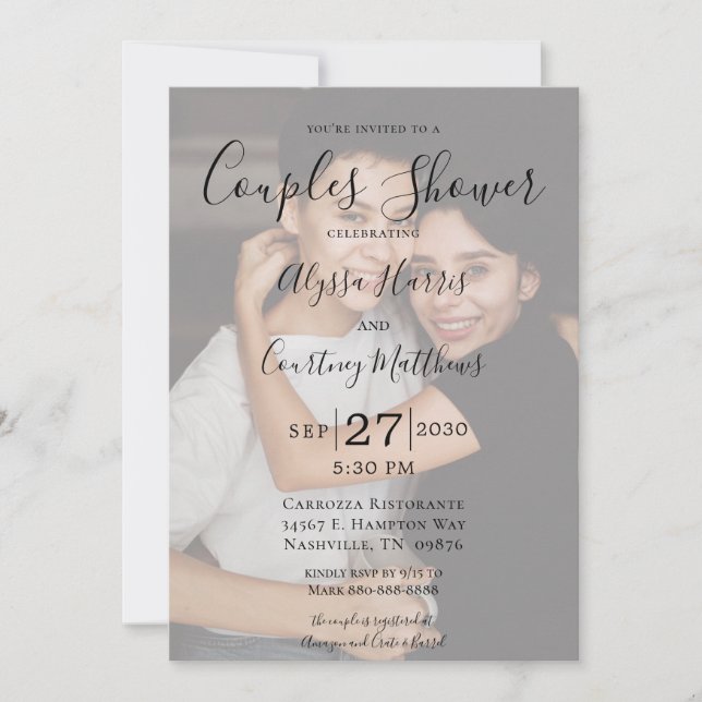 Invitation Fête de couples LGBTQ moderne avec 3 photos (Devant)