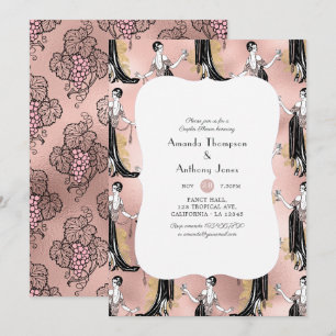 Invitation Fête de couples pour dégustation de vin Rose Gold