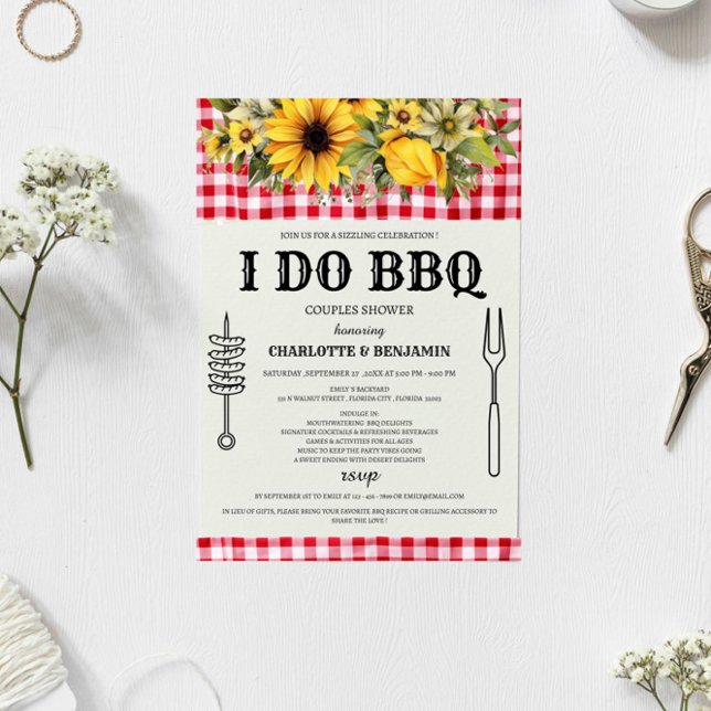Invitation Fête de couples Rustique I DO BBQ (Créateur téléchargé)