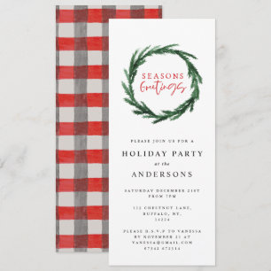 Invitation Fête de couronne d'aquarelle Joyeuses Fêtes