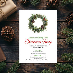 Invitation Fête de couronne de Noël aquarelle minimaliste