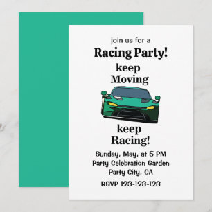 Invitation Fête de course de voitures de course