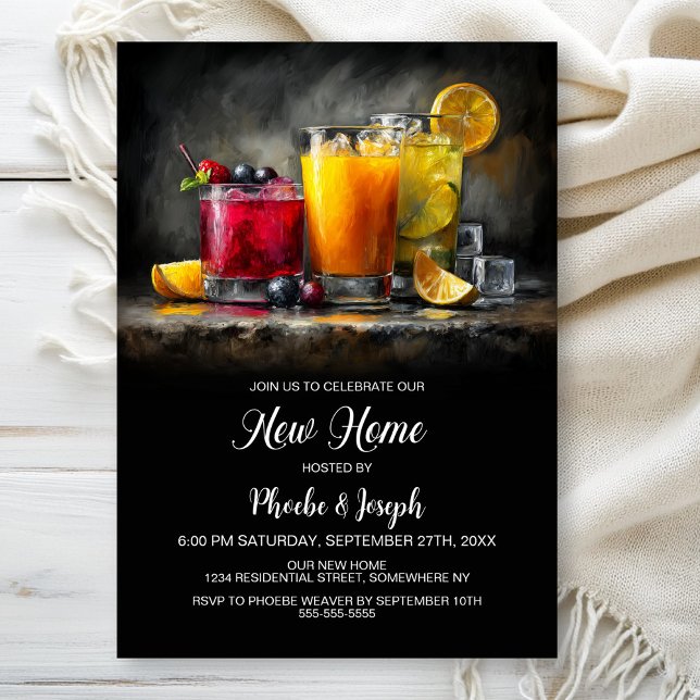 Invitation Fête de crémaillère avec cocktail (Créateur téléchargé)