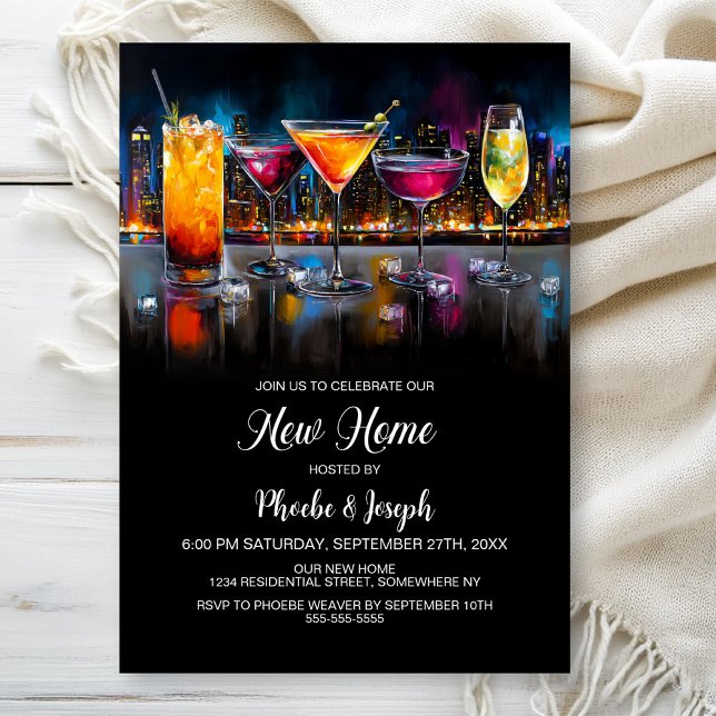 Invitation Fête de crémaillère avec cocktail (Créateur téléchargé)