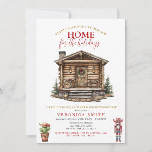 Invitation Fête de crémaillère Cabane cosy Rustique Hiver