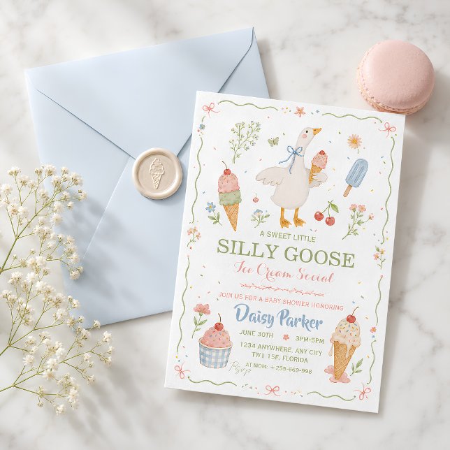 Invitation Fête de Crème Glacée de Bébé Silly Goose (Créateur téléchargé)