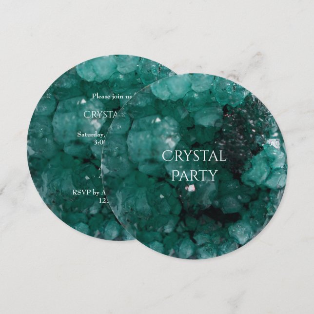Invitation Fête de cristal vert glamour (Devant / Derrière)
